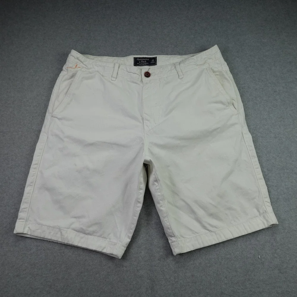 Abercrombie & Fitch Shorts Mens 33 White Classic Chino Cotton Flat Front